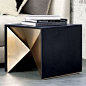 Metal and leather merge in Nova&#;39s origami-like form. In a tactile and graphic juxtaposition of materials, supple black leather frames a faceted brass-plated metal base. Kravitz Design observes that the unexpected geometric form unfolds "an el