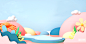 新品发售母婴鞋类婴儿鞋童鞋粉色蓝色3D横幅banner