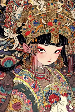 戏曲女孩插画绘画