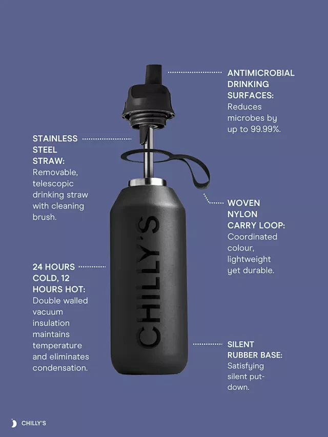 Chilly's Series 2 Flip Insulated Stainless Steel Drinks Bottle, 1L ...
