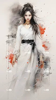 古典中国服装禅宗，古代女剑客，动感武术强而柔海报