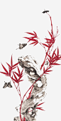 竹子和假山高清素材 假山 竹子 蜻蜓 蝴蝶 免抠png 设计图片 免费下载