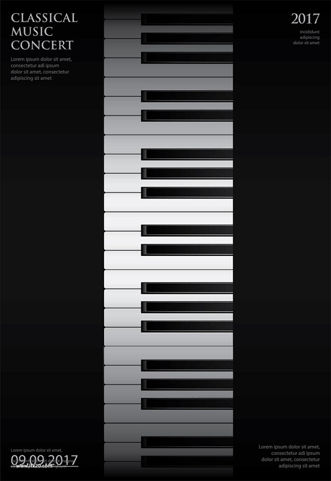 钢琴黑白键吉他小提琴电吉他海报背景元素