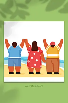 毕业季学生毕业旅行人物插画