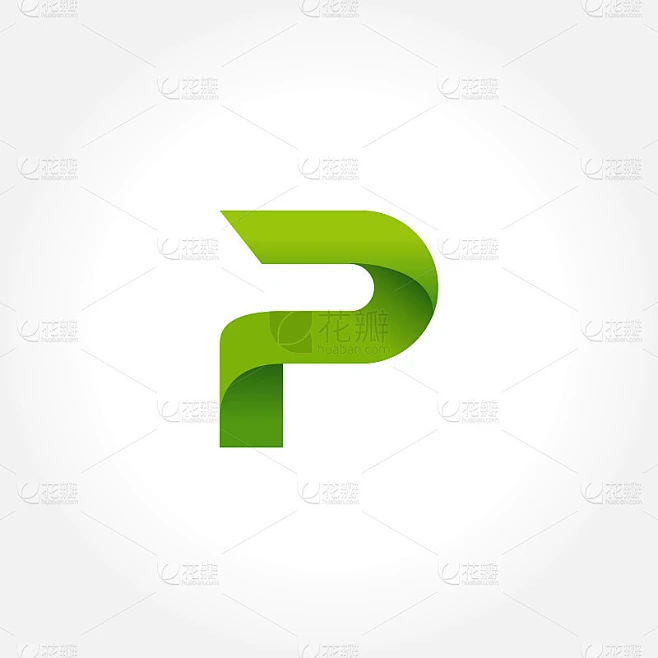绿色字母P图标符号模板。字母图标设计素材-花瓣网