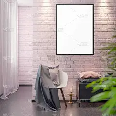 室内环境中的模型海报，一个现代设计的3D插图