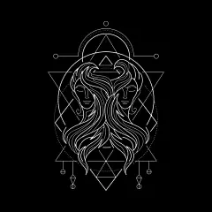 黄道十二宫星座双子座的几何风格十二星座矢量图设计素材