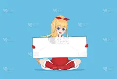 日本亚洲妇女举着白色的大招牌