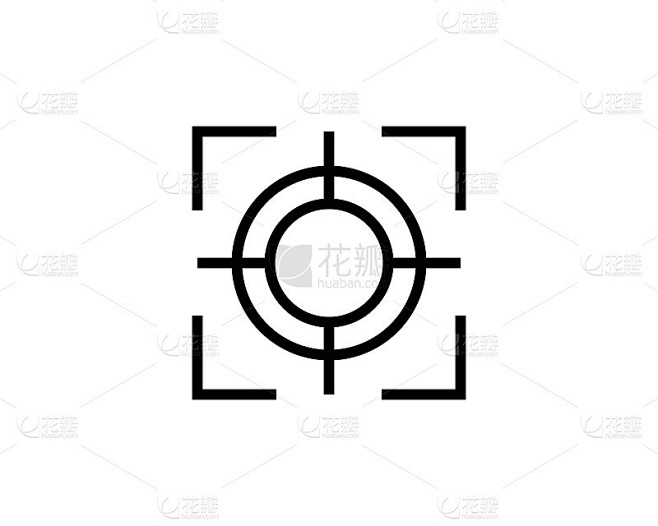 目标图标持平。插图孤立在白色背景上。向量黑色符号符号