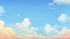 水彩插画治愈唯美天空插画云海梦幻温暖唯美桌面壁纸