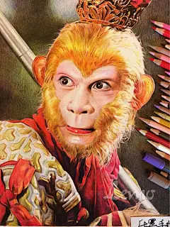 齐天大圣孙悟空彩铅画作品欣赏