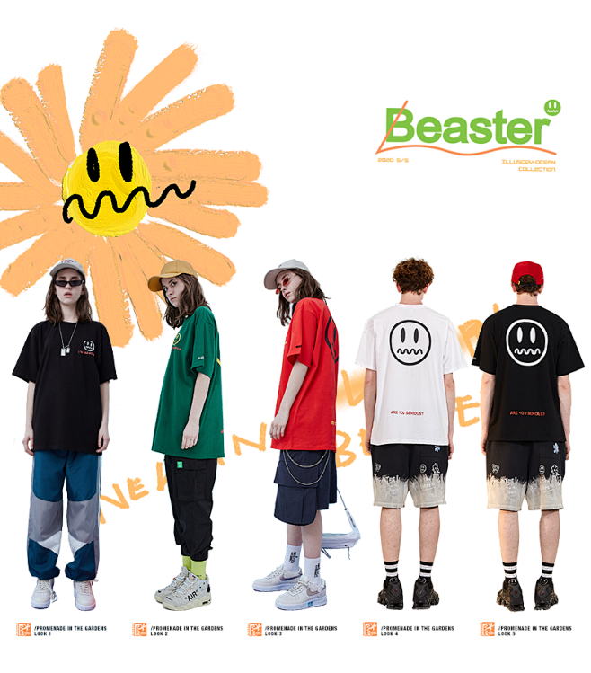 BEASTER 小恶魔鬼脸情侣装夏装潮牌...