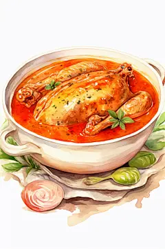AI数字艺术养生鸡汤美食插画