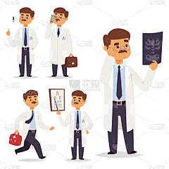 医生护士人物矢量医务人员平面设计医院团队人博士插画.