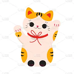 日本Maneki Neko，日本象征好运和财富，日本传统纪念品卡通风格矢量插图