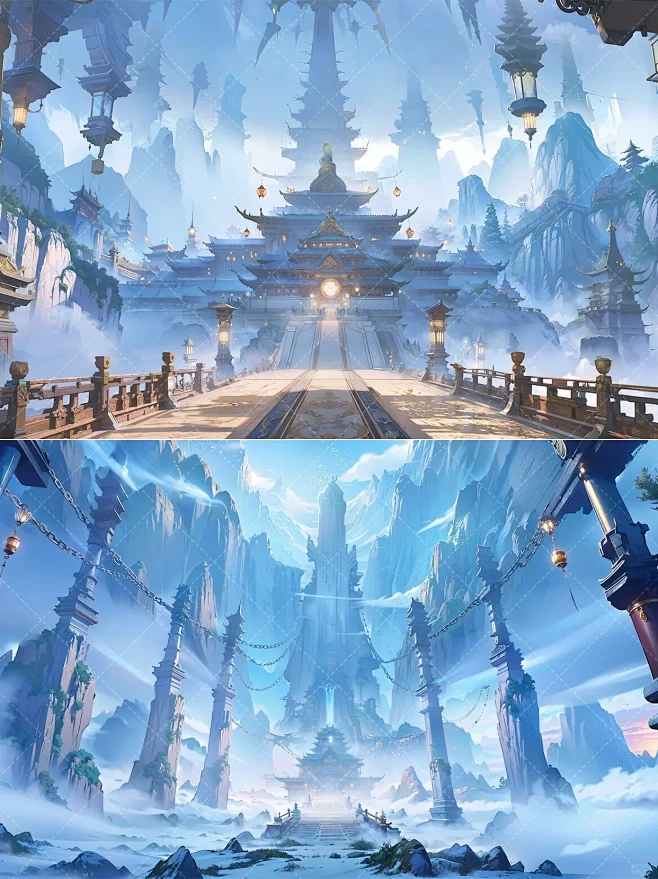绘梦工坊丨AI仙侠古风背景《神霄宫》中-花瓣网