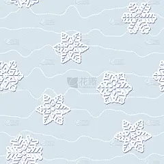 无缝简单图案的不同纸雕雪花与阴影和曲折的线点