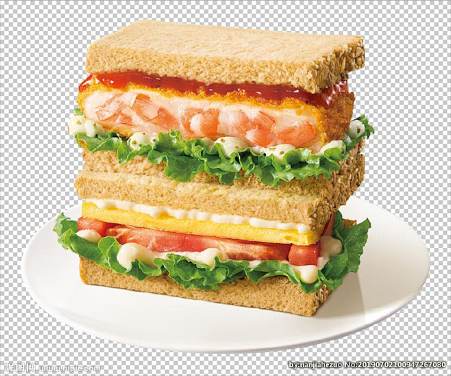 虾饼三明治侧面