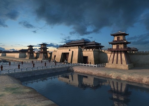 写实古代城墙建筑动画场景 古代建筑 古代城墙 古代城门 古建筑 古城墙 古代护城河 古代士兵 古代城
