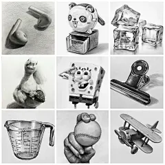 新款创意黑白素描作品临摹卡片画材少儿美术画室绘画教学-淘宝网