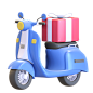 Scooter delivering gift box 3D Illustration