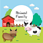 动物农场 可爱奶牛 红色木屋 动物插图插画设计AI ti188a8401