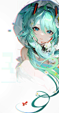 Anime 5200x9960 anime anime girls Hatsune Miku Vocaloid vertical minimalism simple background long hair looking at viewer blue hair blue eyes flowers white background flower in hair