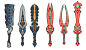 Dauntless - Swords Development, Avery Coleman : The Dauntless team let me make a bazilion and three big two handed swords for their team. Here's a bunch and some of the work in progress iterations! It was unique because  these were very fast and they expl