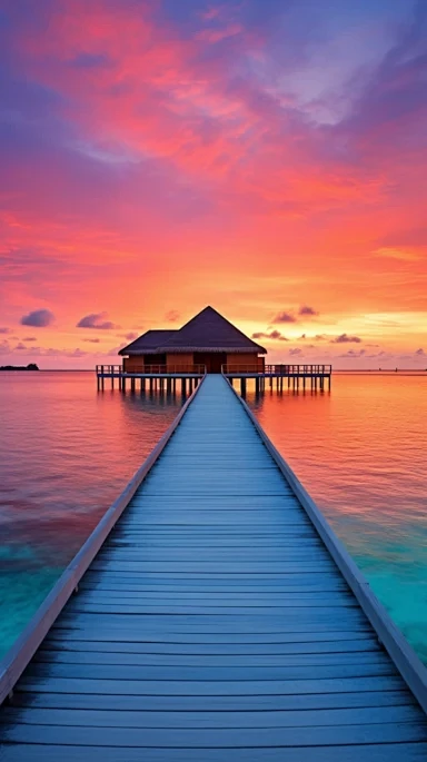 马尔代夫、原始海滩、水上别墅、清澈的水域...