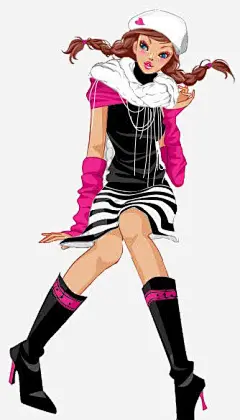 麻花辫女孩免抠素材_新图网 https://ixintu.com 卡通 女孩 手绘 时尚 街头插画 麻花辫
