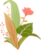 植物鲜花手绘小清新花卉彩色花朵渐变绿叶手绘插画图片