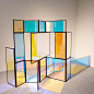 This folding screen entitled “And A And Be And Not” by Berlin-based designer Camilla Richter is made from different color transparent sections, which change color according to the light and where you’re standing when you look at it. Part of [D3] Design Ta