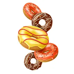 色彩鲜艳美味甜甜圈堆叠插画
