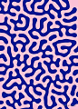 a blue and pink pattern on a pink background