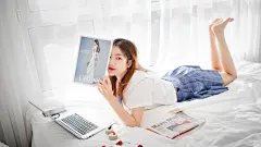 床 美女 杂志 电脑 手机 报子 4k美女壁纸_彼岸图网