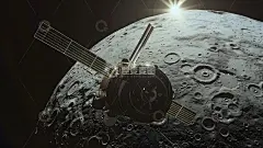 月球与飞行卫星壁纸高清模板免费下载-趣麦麦图