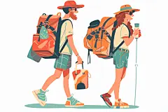 扁平风旅游自然旅行插画