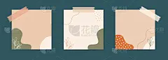 一套抽象艺术笔记纸贴纸。手绘各种形状和涂鸦物体。时尚的当代设计完美的印刷品，传单，横幅，小册子和更多
