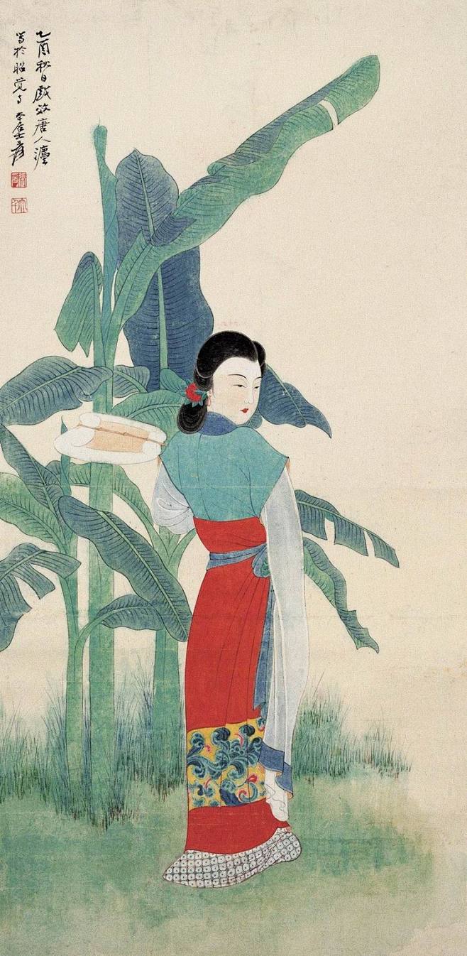 胡也佛 PK 张大千 仕女图与山水画