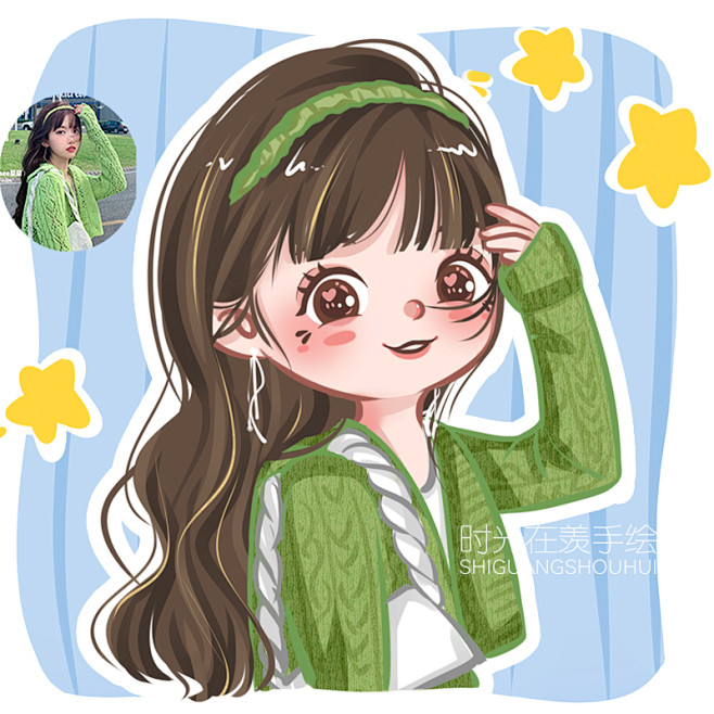 手绘头像设计画头像Q版真人照片转动漫画卡...