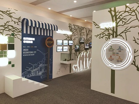 多功能展厅设计_工艺工法展示设计_房地产临时售楼处展厅展馆设计-智汀国际图片_品牌墙 工法展示 时间轴图片素材-花瓣网