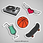Colorful stickers of modern elements