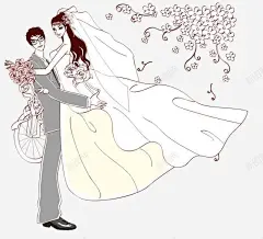 手绘婚纱照 创意素材