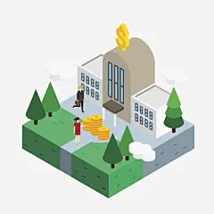 扁平风立体银行图 页面网页 平面电商 创意素材