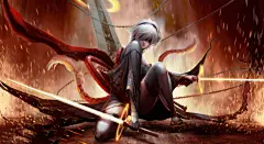 《尼尔：机械纪元》2b美女游戏4k桌面壁纸_花猫壁纸(huamaobizhi