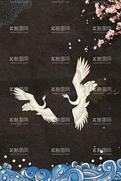 中国风插画  - 源文件下载【酷图网】中国风,国风,国潮,中式,新中式,现代,古风,复古,古典,文化,中华,日式,日式风,传统文化,传统,民族风,背景,底图,壁纸,招贴,海报,地产,广告,宣传,单透,详情页,店铺首页,展板,单页,彩页,传单,水墨,元素,装饰,创意,图案,素材,手绘,插画,插图,扁平风,仙鹤,海浪,
