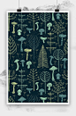 无缝拼接魔法森林背景图案花纹矢量素材