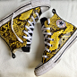 匡威全明星，黄蟒合集！ 充满激情地 #handmade #matthewsmilano #sneakers #custom #python #yellow #allstar #converse #art #passion #love #black #snake #studs