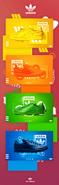 Adidas UI Banners : This is some UI Banner work for Raf Simons Adidas shoes. These are just some experimentation of some new brushes and a more abstract styles. I had found 4 of the shoes which are different colours, therefore there is a different theme f