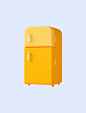 3D立体橙色C4D冰箱